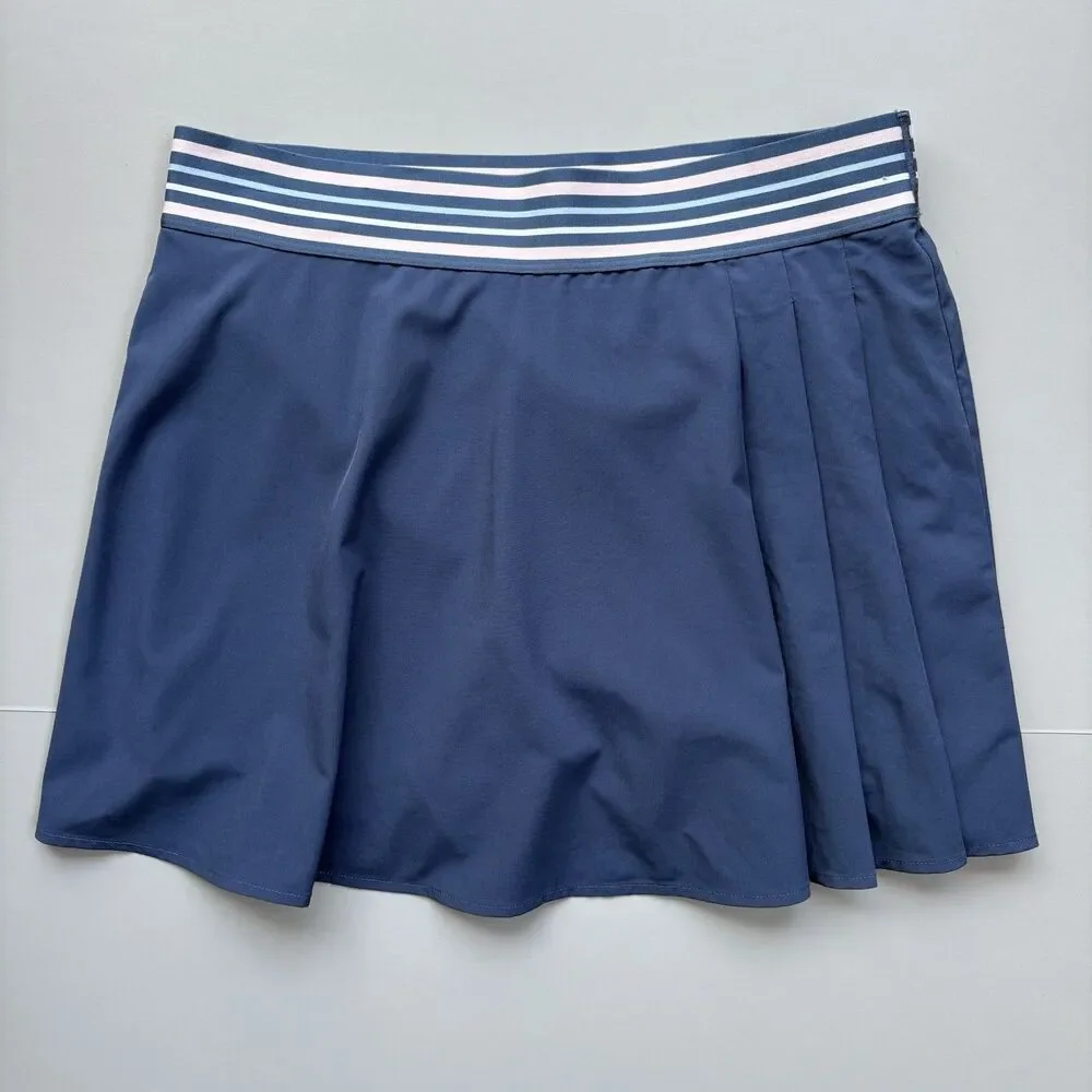Calme Johnny Was Tennis Skirt Skort Women Large Blue Pleated Built In Shorts - Picture 1 of 14